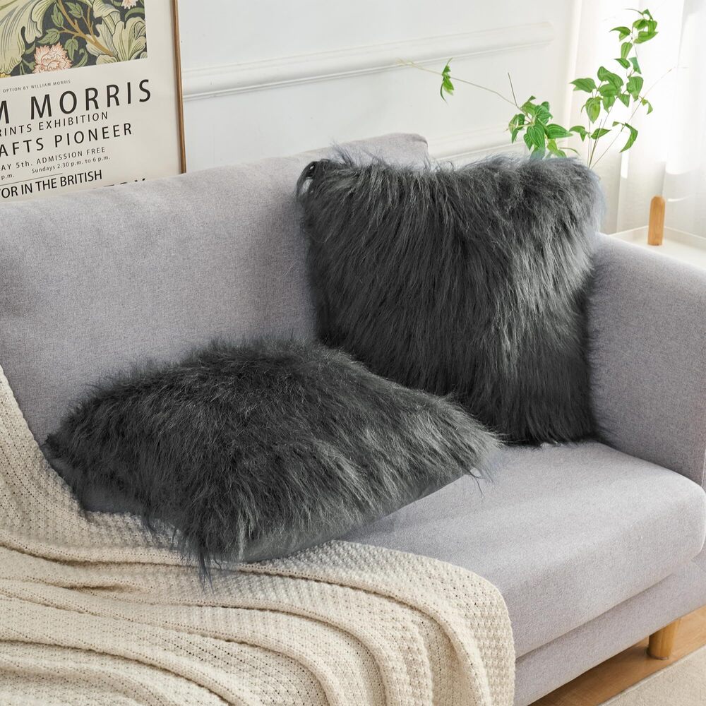 3896 Fluffy Pillow Covers Pack of 2 Faux Fur Fuzzy Throw Pillow Covers